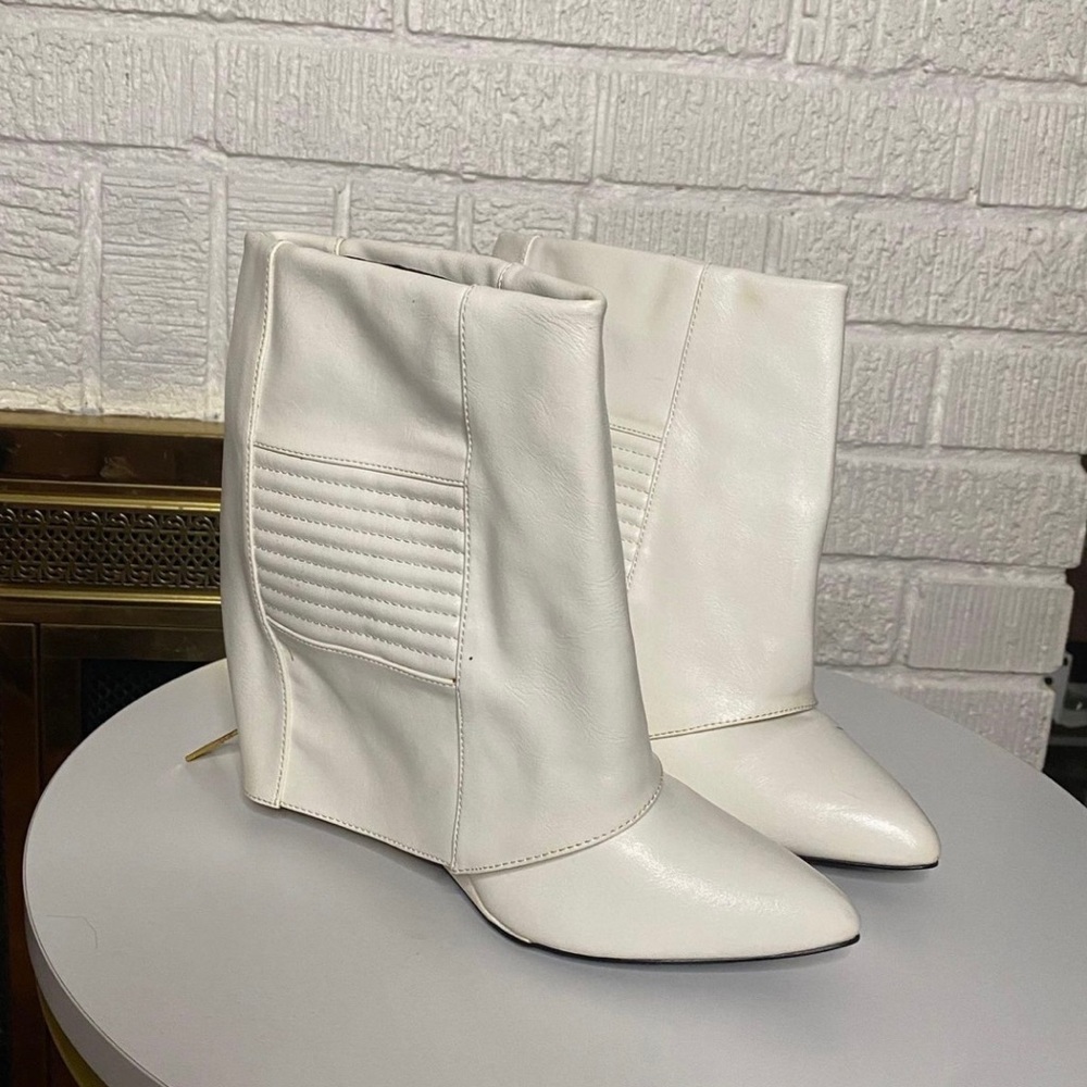 Nasty gal white wedge booties